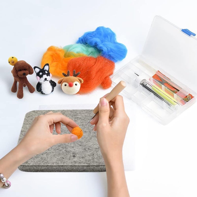 Memfish Wool Needle Felting Pad,6x6x1 inch Needled Felting Mat Woolen Block Thick and Firm Needle Felting Base Including Pair of Leather Finger Guards (6inch*6inch) - Image 4